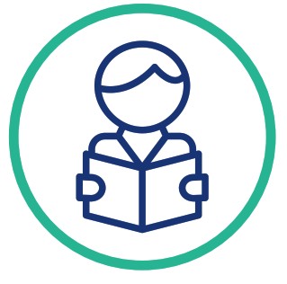 Icon of a person reading a book